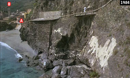 Una scena del drammatico finale di Cuori nella tormenta girato a Monterosso (www.davinotti.com)