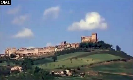Il castello di Gradara come Roberto Rossellini lo riprese in “Vanina Vanini” (www.davinotti.com)