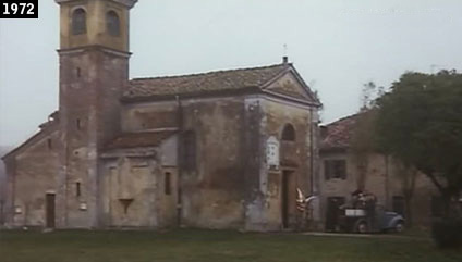 La chiesetta nelle campagne tra Fontanellato e San Secondo Parmense che fu set di Don Camillo e i giovani doggi (www.davinotti.com)