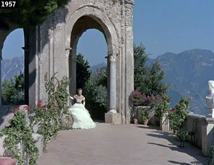 Romy Schneider si aggira nei giardini di Villa Cimbrone in Destino di un’imperatrice, lultimo film della trilogia dedicata a Sissi (www.davinotti.com)