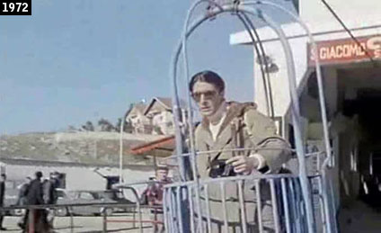 Dustin Hoffman a bordo della defunta cestovia di San Giacomo: è una scena del film Alfredo Alfredo (www.davinotti.com)